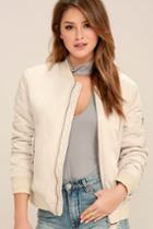 Lunik Chillax Beige Bomber Jacket | Lulus