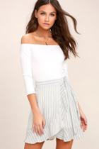 Lulus Walk On Air Blue And White Striped Wrap Mini Skirt