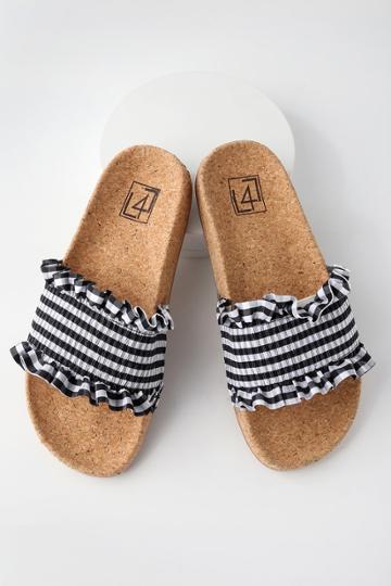 Lfl Alexa Black Gingham Slide Sandals | Lulus