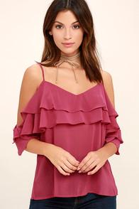 Re:named Feeling Sentimental Berry Pink Off-the-shoulder Top