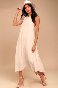 Astr The Label Victoria Light Beige Lace-up Midi Dress