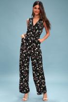 Robertson Black Floral Print Wide-leg Jumpsuit | Lulus