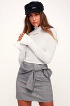 Houghton Grey Plaid Belted Mini Skirt | Lulus