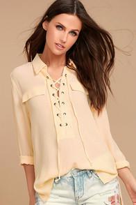 Lulus Once In A Lifetime Light Beige Lace-up Top