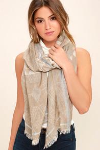 Lulus Ski Lodge Beige Print Scarf
