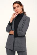 Black Swan Midge Dark Grey Houndstooth Blazer | Lulus