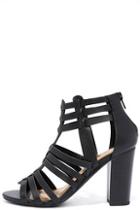 My Delicious Near Future Black Caged Heels