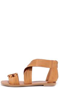 Qupid Weave It Be Camel Flat Sandals