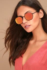 Quay On A Dime Black And Pink Mirrored Sunglasses