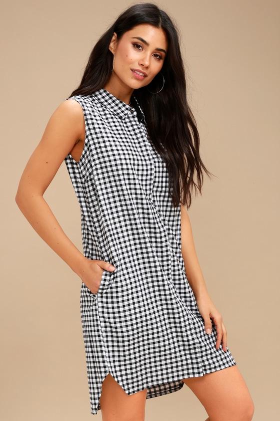 Rd Style Checks And Balances Black And White Gingham Button-up Dress | Lulus