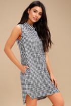Rd Style Checks And Balances Black And White Gingham Button-up Dress | Lulus