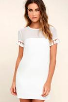 Lulus | Iced Latte White Shift Dress | Size Large | 100% Polyester
