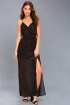 Ali & Jay | Show Stopper Black Metallic Print Maxi Dress | Size X-small | 100% Polyester | Lulus