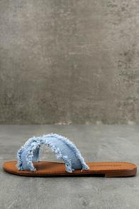 Breckelle's Cascara Blue Denim Slide Sandals