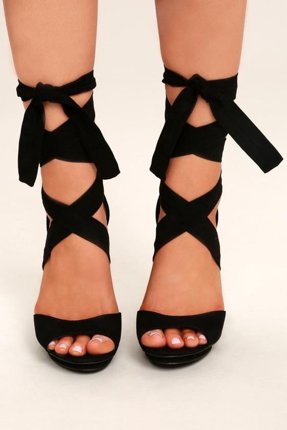 Dorian Black Suede Lace-up Platform Heels | Lulus