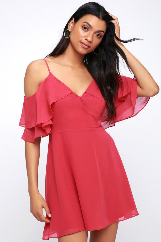 Sweet Memories Fuchsia Off-the-shoulder Skater Dress | Lulus