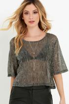 Lumiere Twinkling Token Black And Gold Crop Top