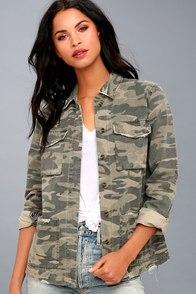Mustard Seed Blaine Green Camo Print Jacket