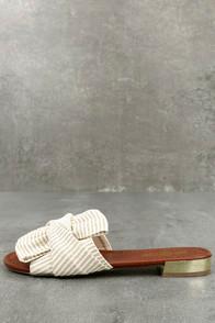 Athena Winnie Gold And White Knotted Slide Sandals
