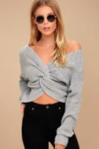 Sage The Label | Heart Throb Grey Cropped Knit Sweater | Size Medium | Lulus