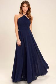 Lulus Dance Of The Elements Navy Blue Maxi Dress