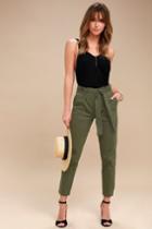 Lunik Leo Olive Green Tie-waist Cropped Pants | Lulus