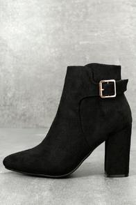 Bamboo Neva Black Suede Pointed Toe Ankle Booties