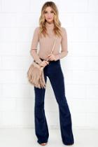 O2 Denim Walking In Memphis Navy Blue Corduroy Flare Pants
