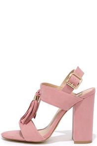 Mixx Shuz Natural Performer Mauve Pink Suede Tassel Heels
