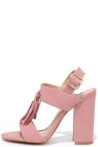 Mixx Shuz Natural Performer Mauve Pink Suede Tassel Heels