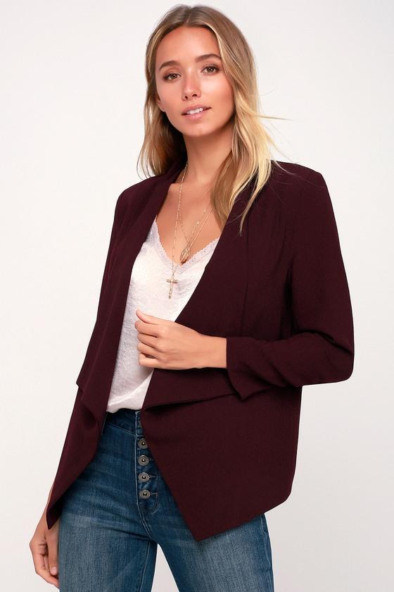 Chancery Burgundy Cropped Blazer | Lulus