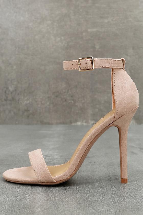 Elsi Nude Single Strap Heels | Lulus