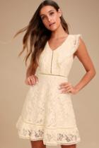 Bb Dakota Rease Cream Lace Ruffled Dress | Lulus