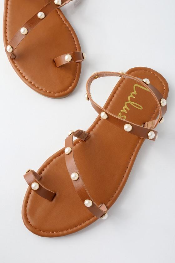 Lennox Chestnut Pearl Flat Sandal Heels | Lulus