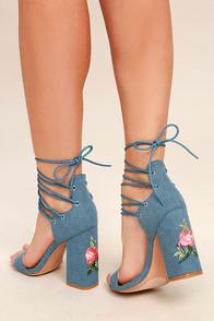 Machi Darcia Denim Lace-up Heels