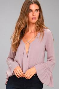 Lulus Ryland Mauve Long Sleeve Top
