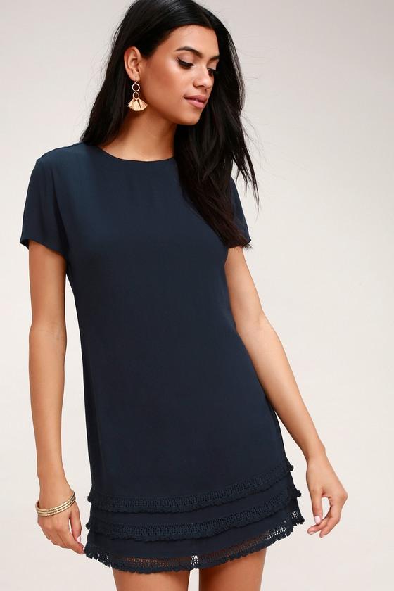 Buenos Aires Navy Blue Shift Dress | Lulus