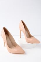 Anne Michelle Verna Nude Patent Pointed Pumps | Lulus