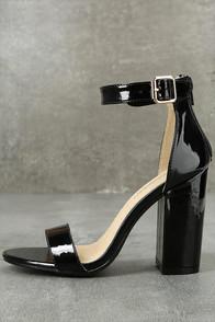 Jacobies Emalia Black Patent Ankle Strap Heels