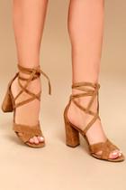 Report Mara Tan Suede Leather Lace-up Heels