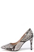 Mixx Shuz True To Formal Black And White Snakeskin Pointed Pumps