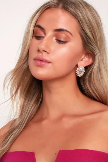 Fitzgerald Rose Gold And Pearl Rhinestone Earrings | Lulus