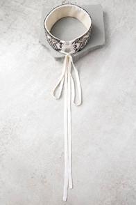 New Friends Colony Deco Ivory And Gunmetal Choker Necklace