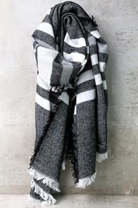 Lulus Beyond Love's Limits Black Striped Scarf