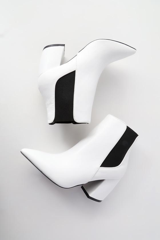 Qupid Cecy White Pointed Toe Ankle Booties | Lulus