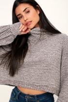 Free People Bk Wine Red And White Turtleneck Long Sleeve Top | Lulus