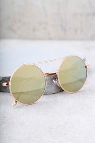 Perverse Tamara Gold Round Mirrored Sunglasses