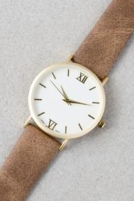 Lulus Time And Time Again Brown And Gold Watch