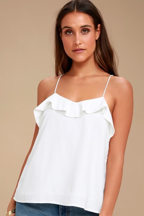 Oceano White Ruffled Tank Top | Lulus