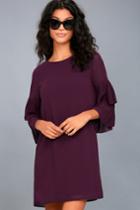 Lulus | Move And Shake Plum Purple Shift Dress | Size Medium | 100% Polyester